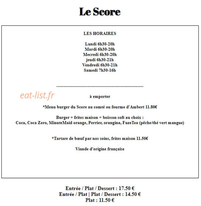 Le Score — carte page 1