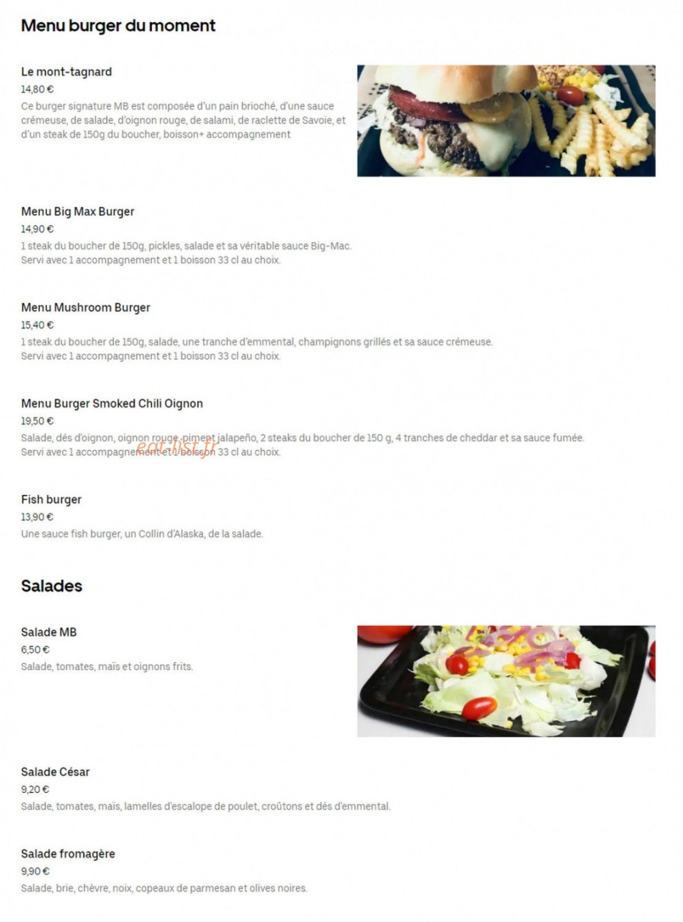 MB Manhattan burger — carte page 4