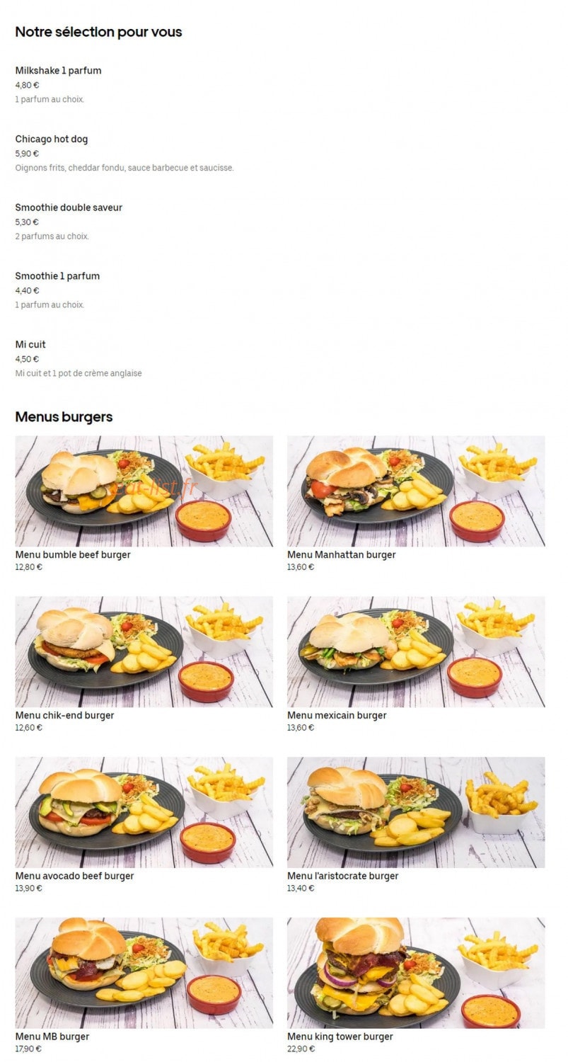 MB Manhattan burger — carte page 1