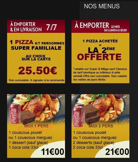 New Pizza — carte page 1