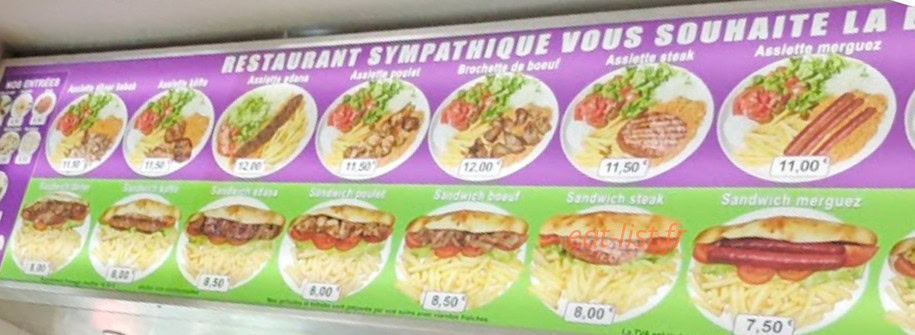 Restaurant sympathique — carte page 1