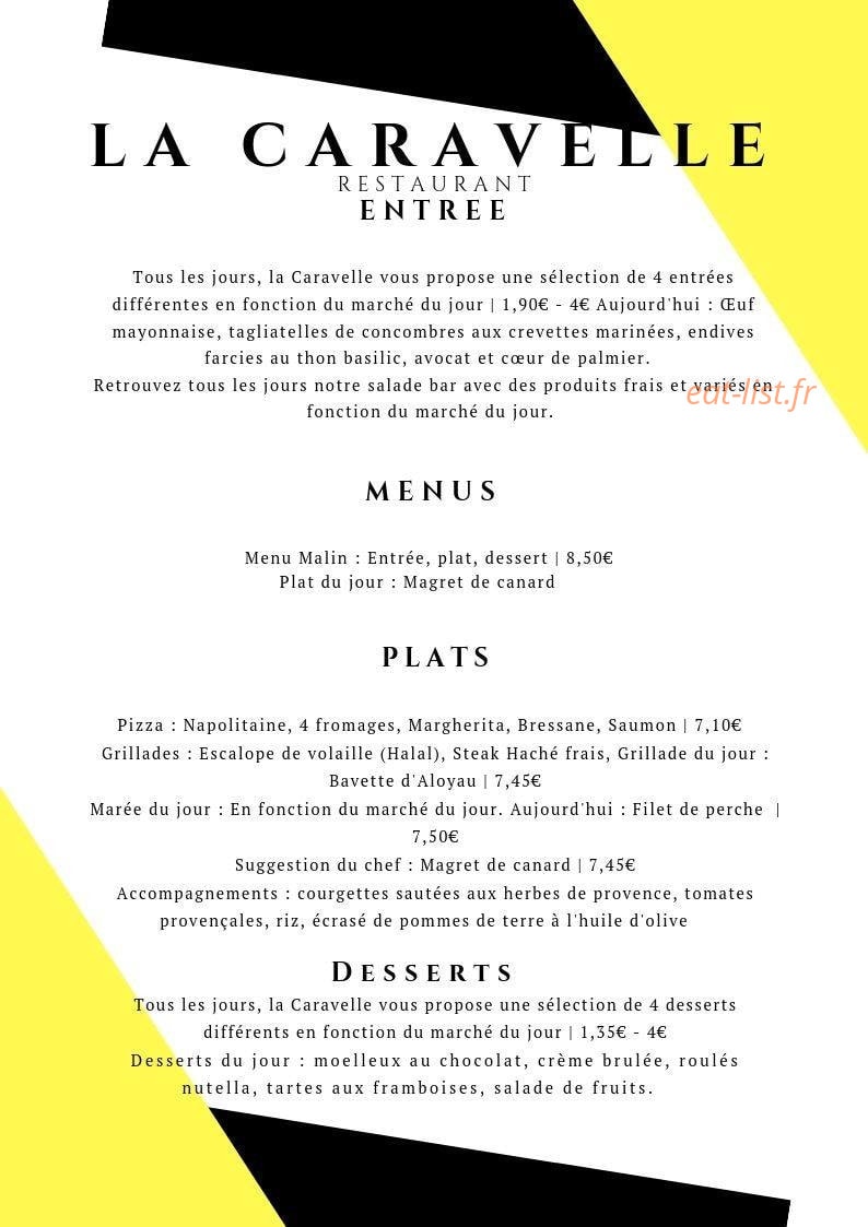 La Caravelle — carte page 1