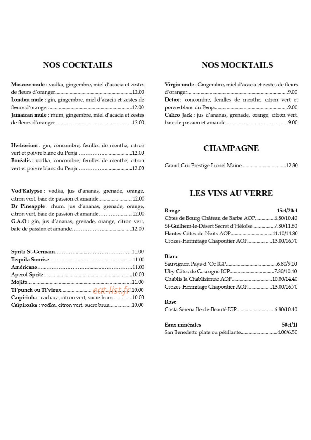La Marmite — carte page 1