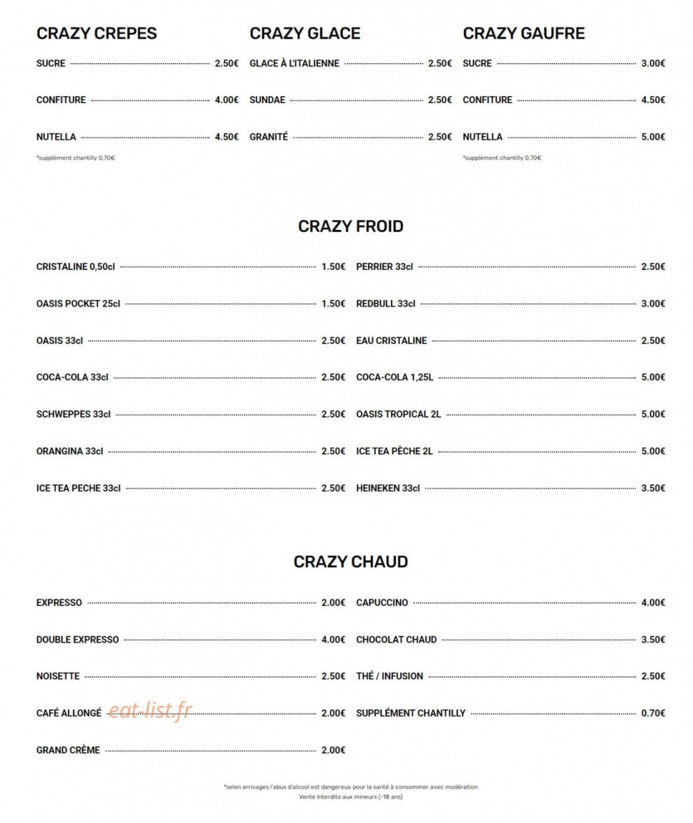 Carte et menu de Le repère des Pirates à Bonneuil sur Marne — Les crêpes, glaces et boissons,...