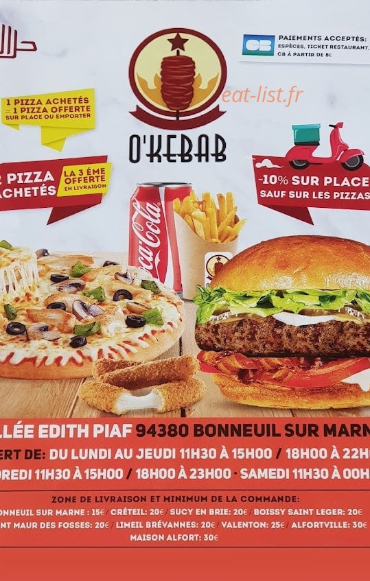O'Kebab — carte page 1