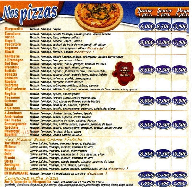 Pizza Rapido 94 — carte page 2