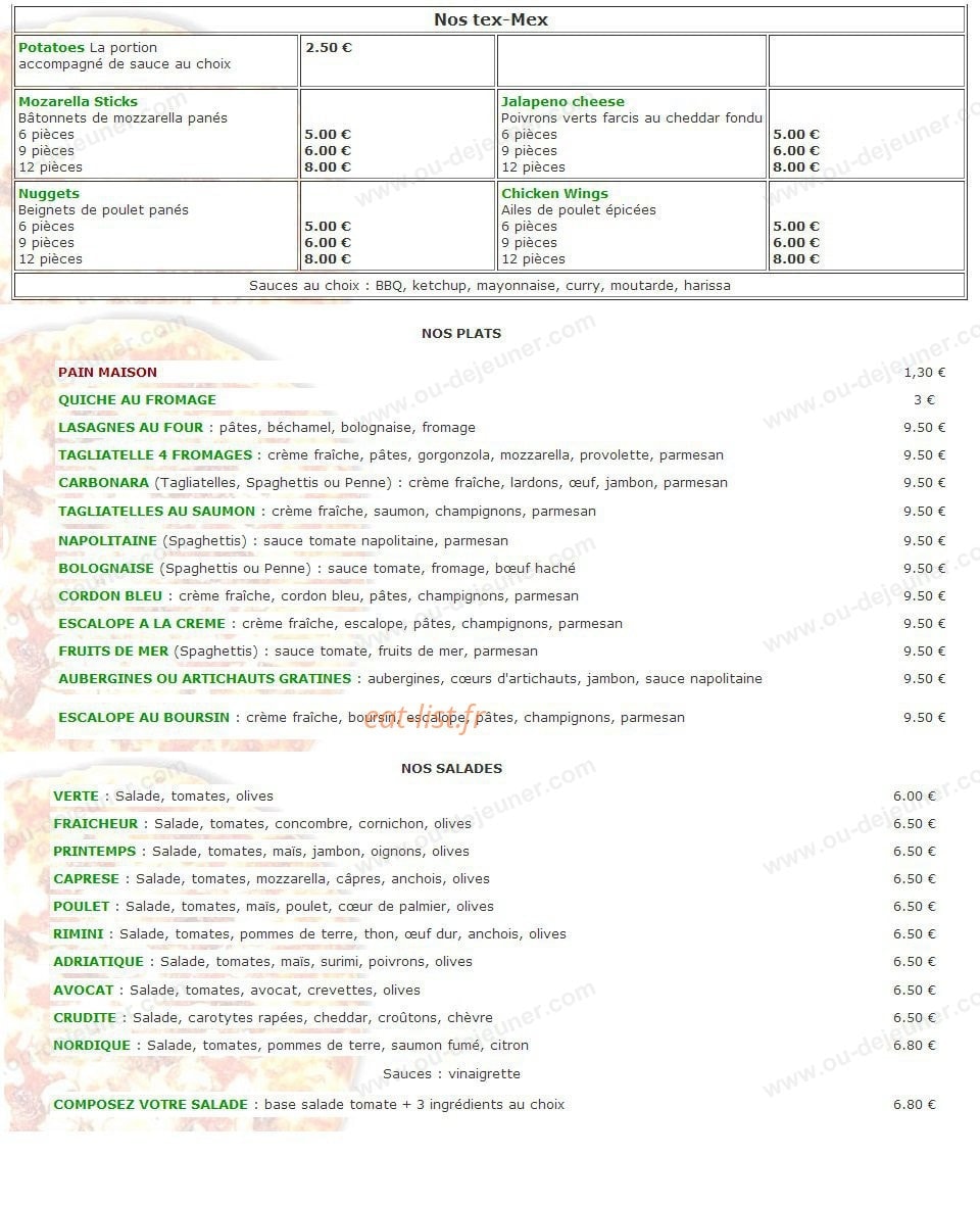 Allo pizza service — carte page 2