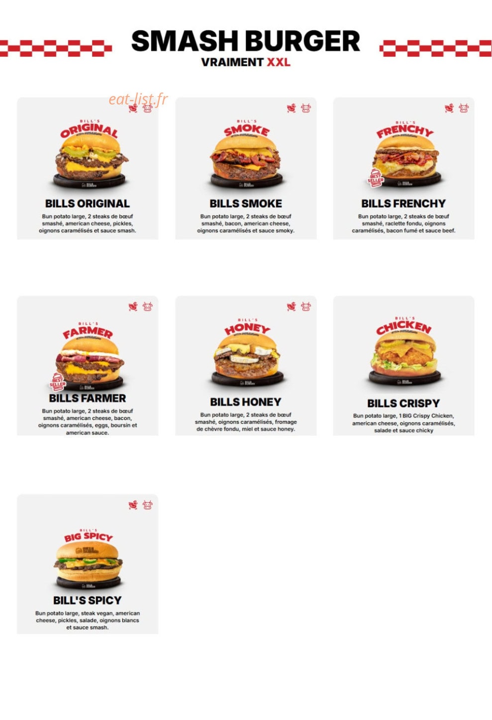 Bill's Burger — carte page 1