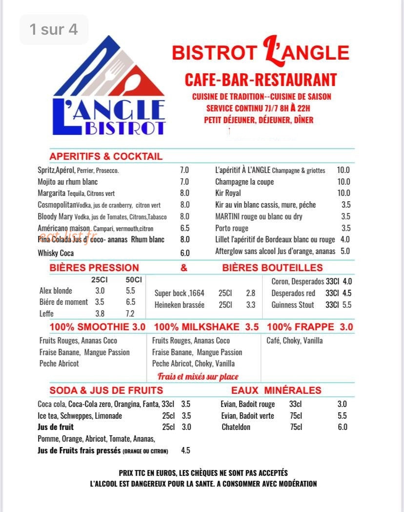 Bistrot A L’ angle — carte page 3