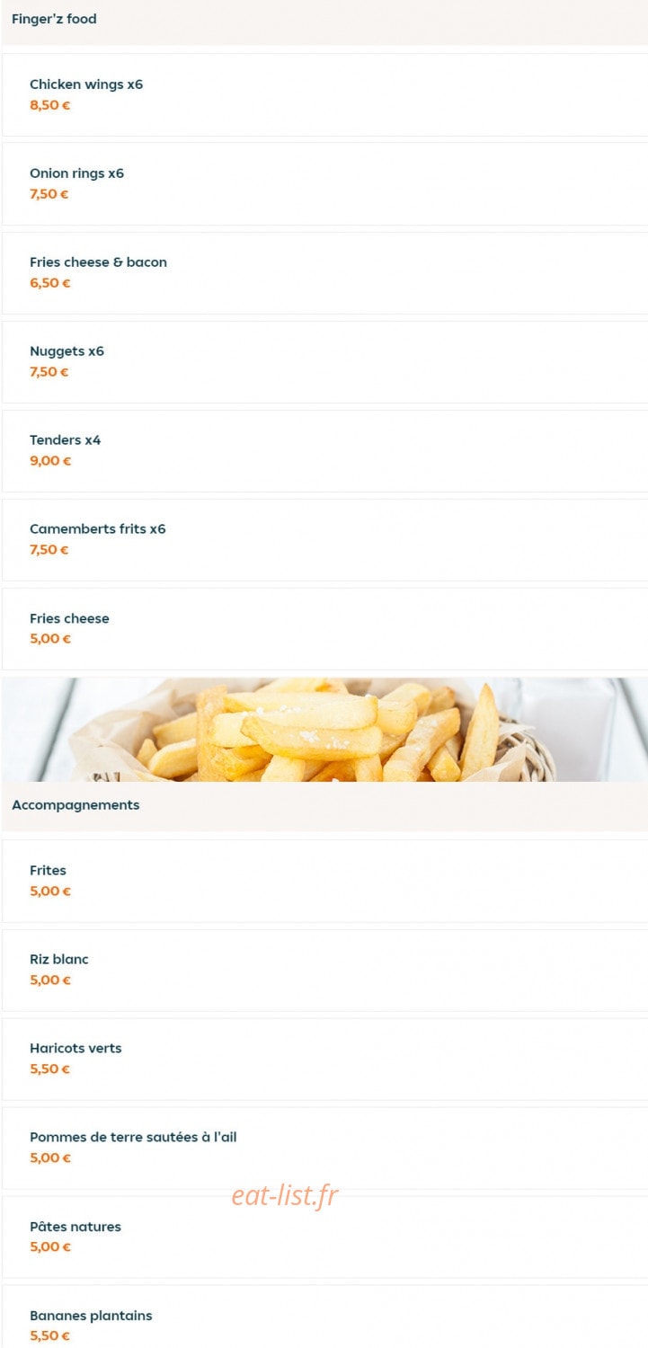 Chicken Finger'Z — carte page 8