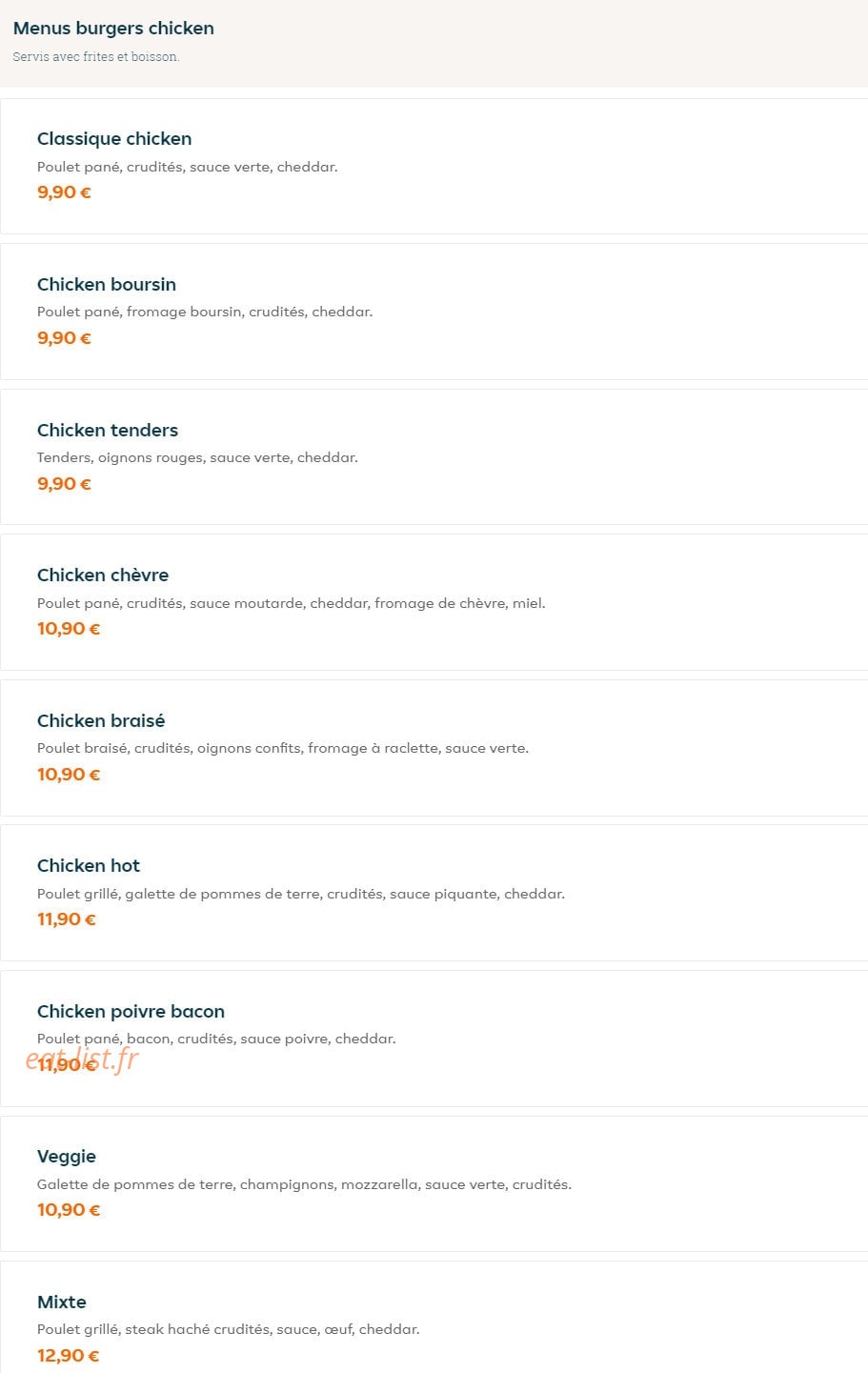 Chicken Finger'Z — carte page 3
