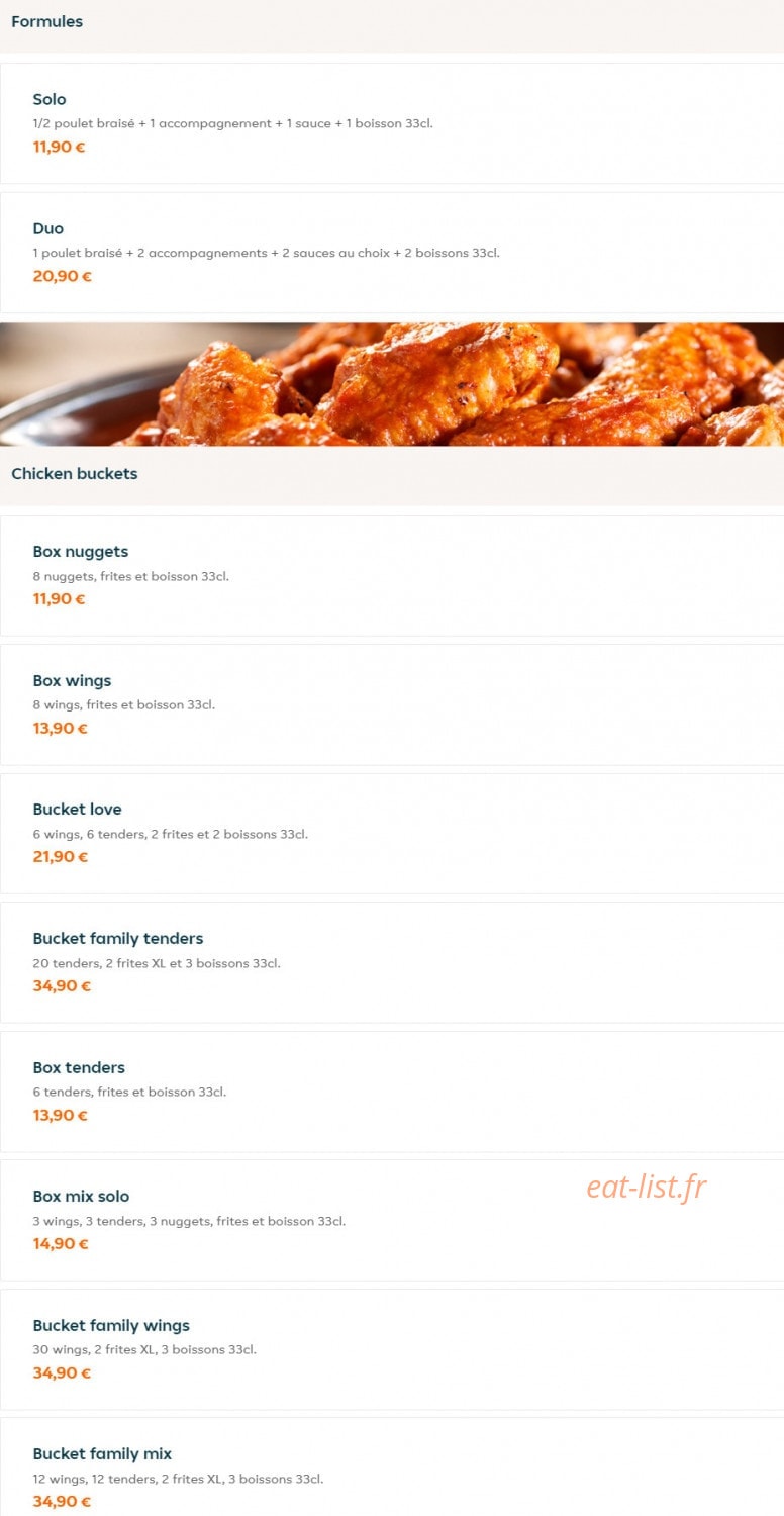 Chicken Finger'Z — carte page 1