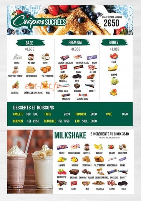 Crep & Spécialité Indienne & Tacos — carte page 3