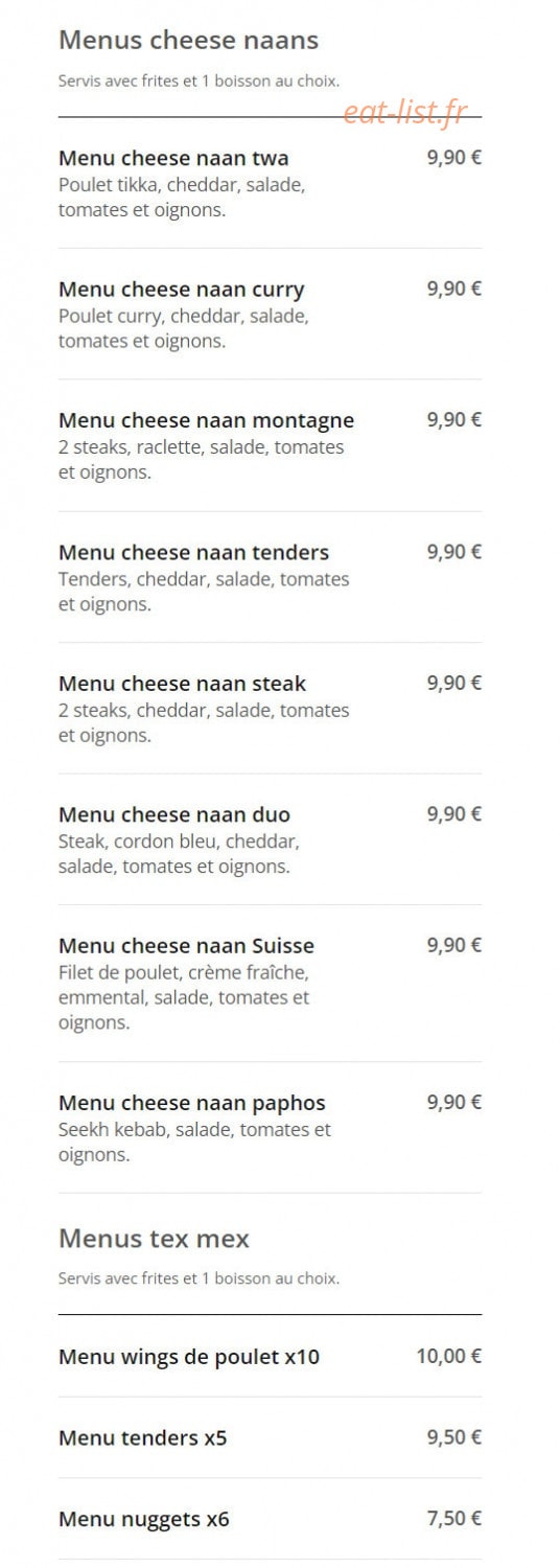 Desi burger — carte page 3
