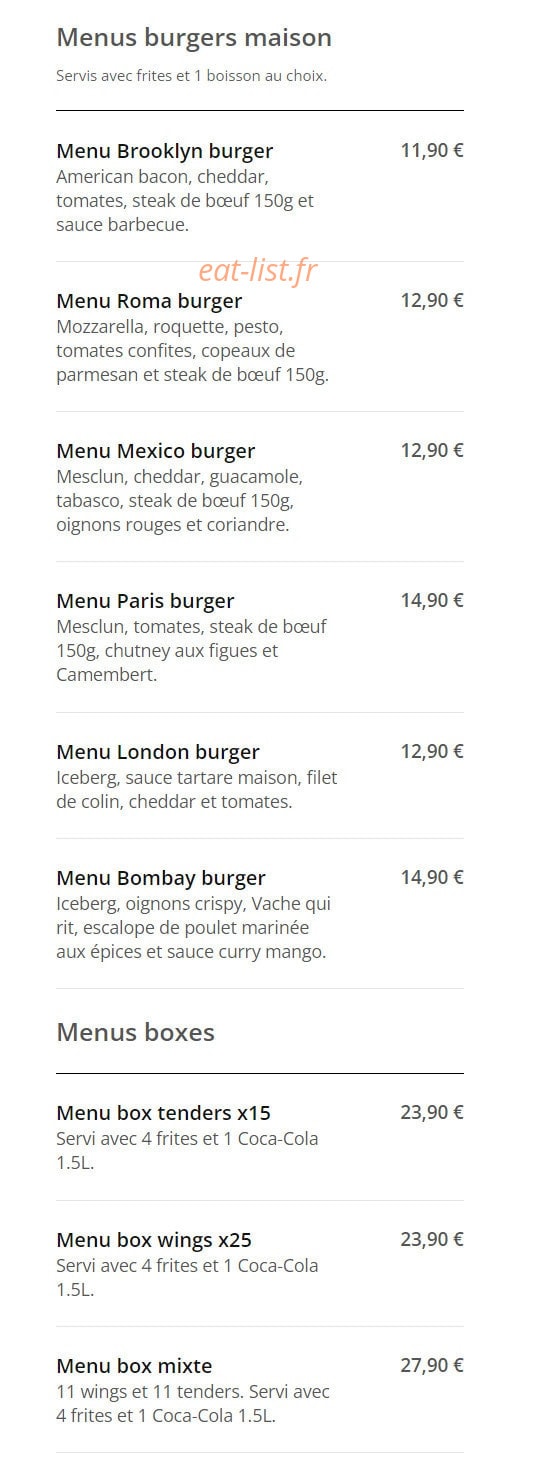Desi burger — carte page 2