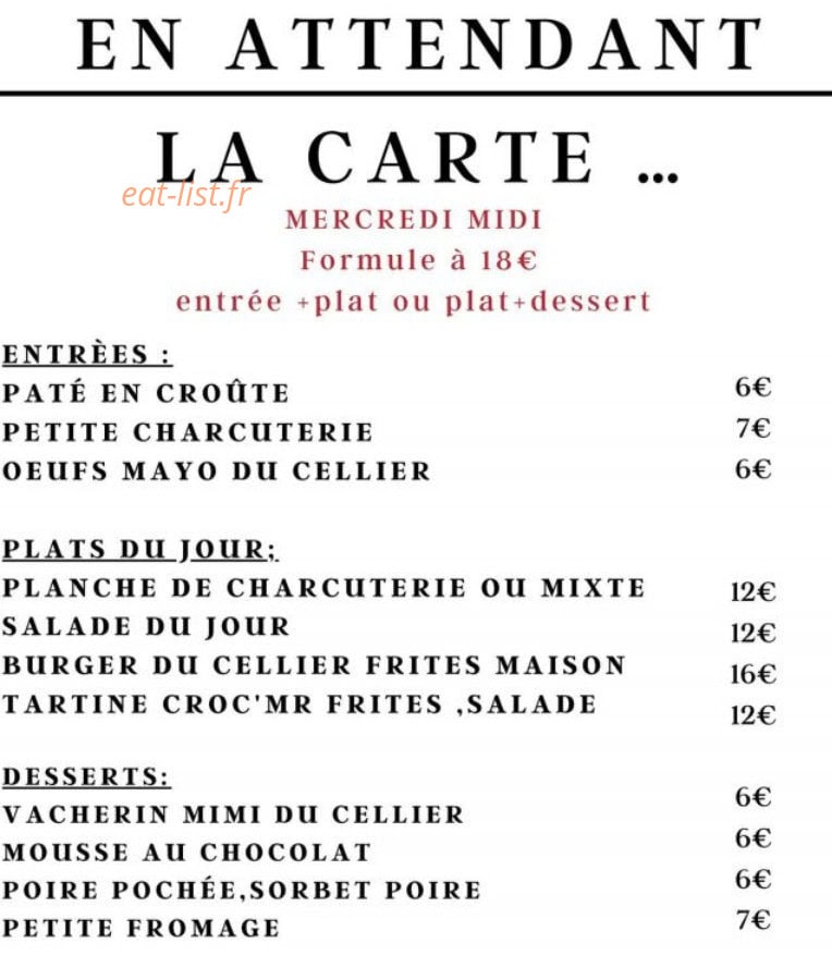 Le Cellier des Vignerons — carte page 1