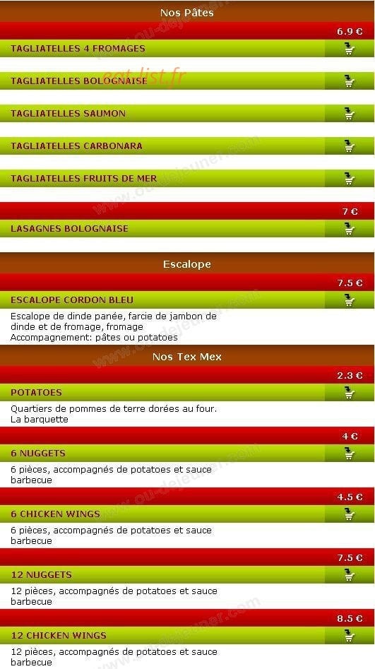 Pizza Express — carte page 2