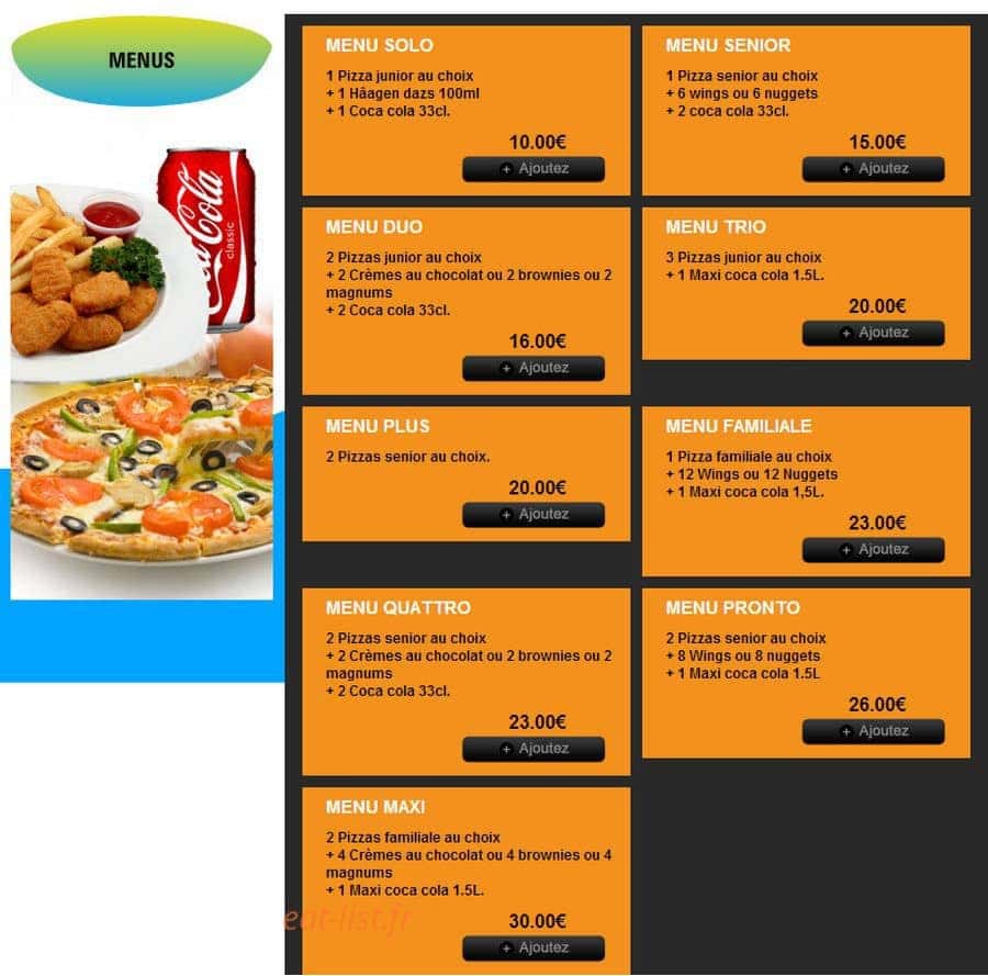 Pizza Pronto — carte page 1