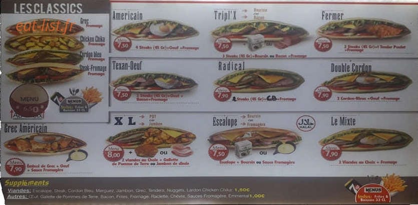 Pizza Service — carte page 1