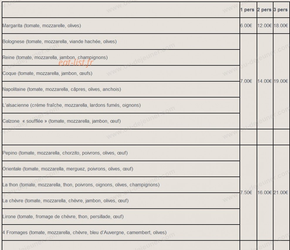 Pizza Tony — carte page 1