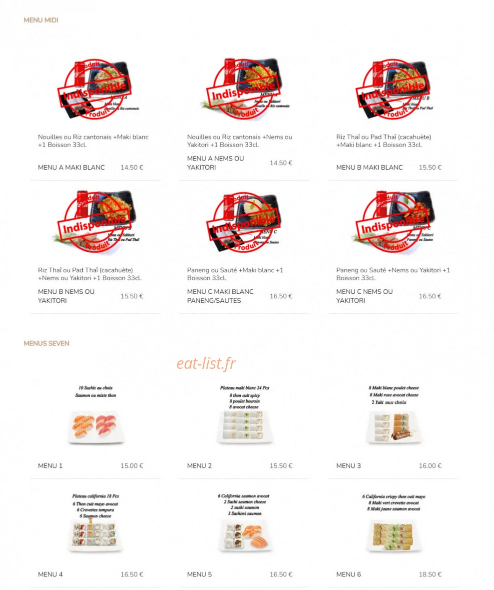 Seven Sushi — carte page 4