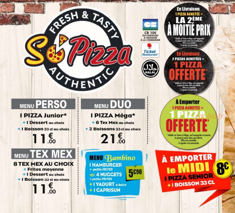 So Pizza — carte page 1