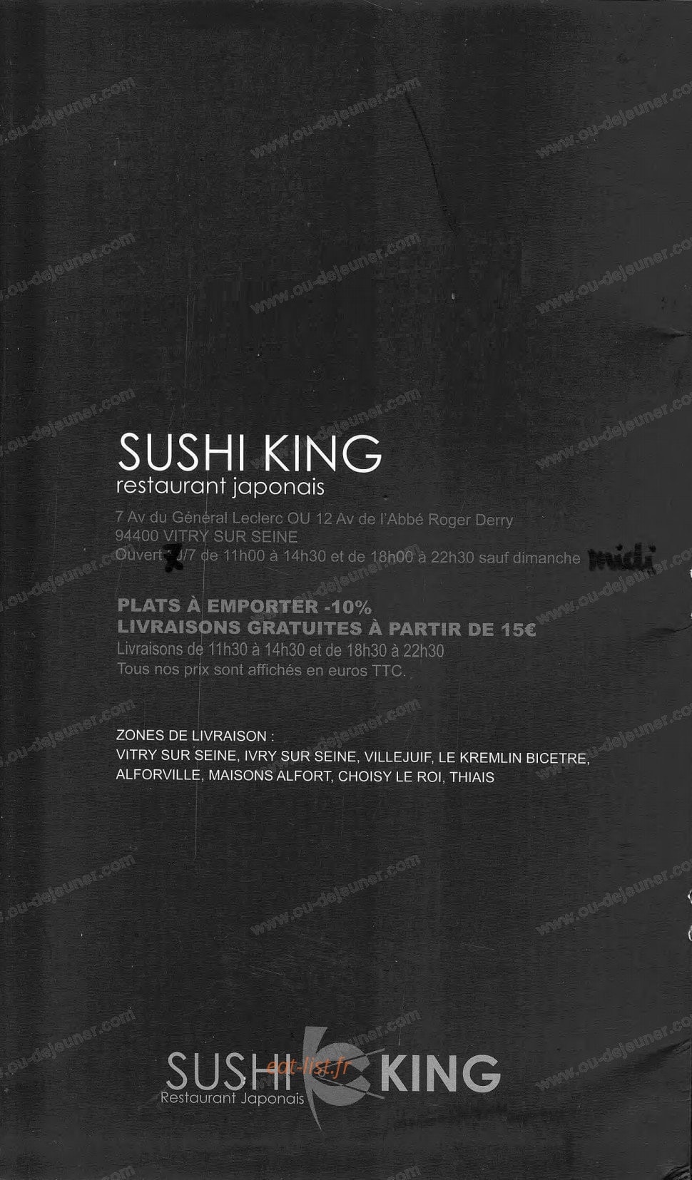 Sushi King — carte page 2