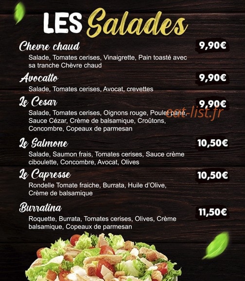 Carte et menu de T9 Foodies & Grill à Vitry sur Seine — Les salades