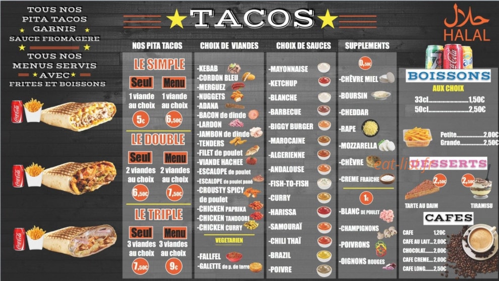 Vitry lunch — carte page 1