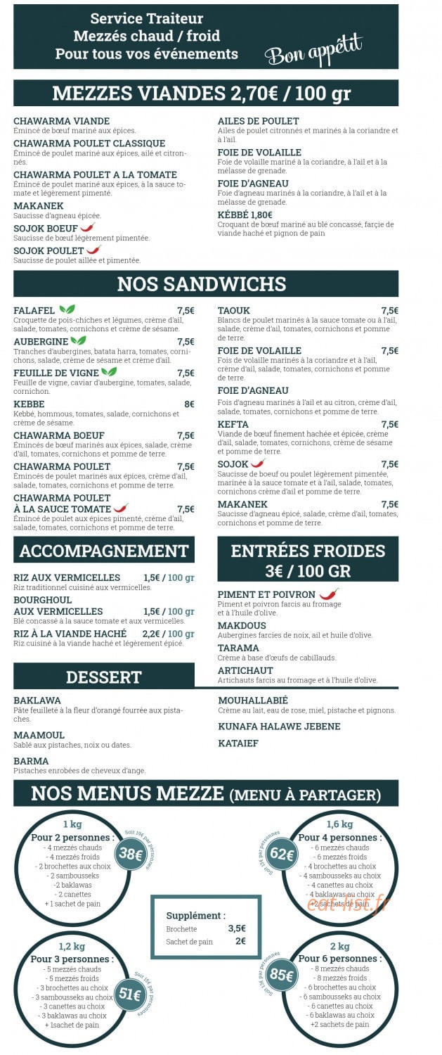 Au Libanais de Saint-Maurice — carte page 2