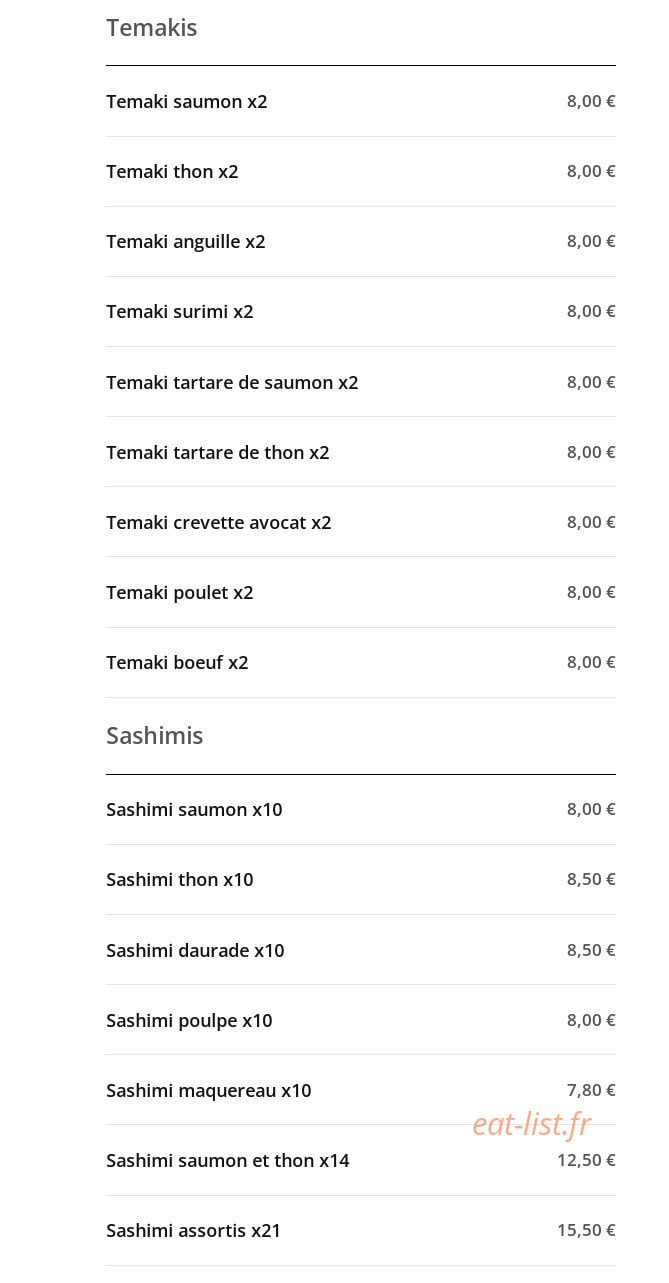 Sushi One — carte page 12
