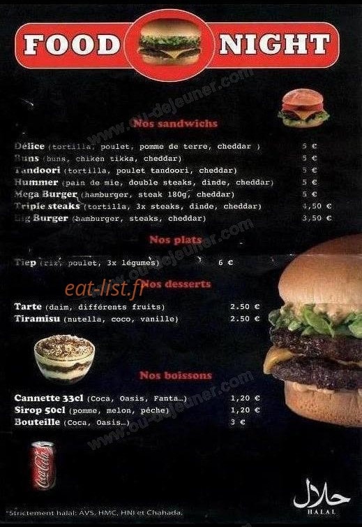 Food Night — carte page 2