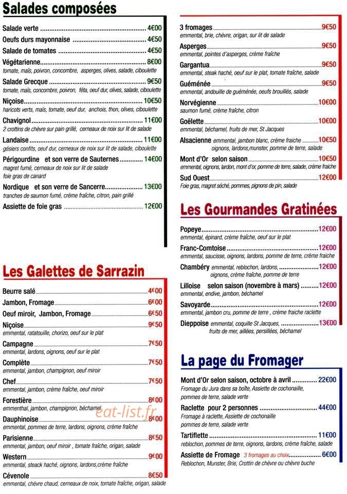 L'Atelier Gourmand — carte page 1