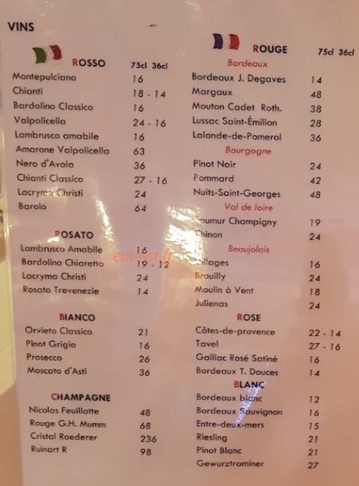 L'Osteria du Plessis — carte page 5