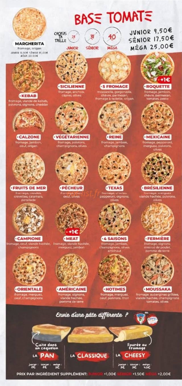 Carte et menu de Pizza Hotimes à Le Plessis Trevise — Menu 5