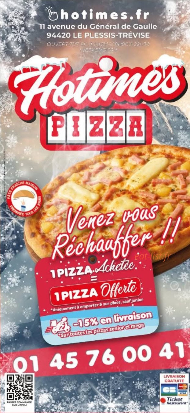 Carte et menu de Pizza Hotimes à Le Plessis Trevise — Menu 1