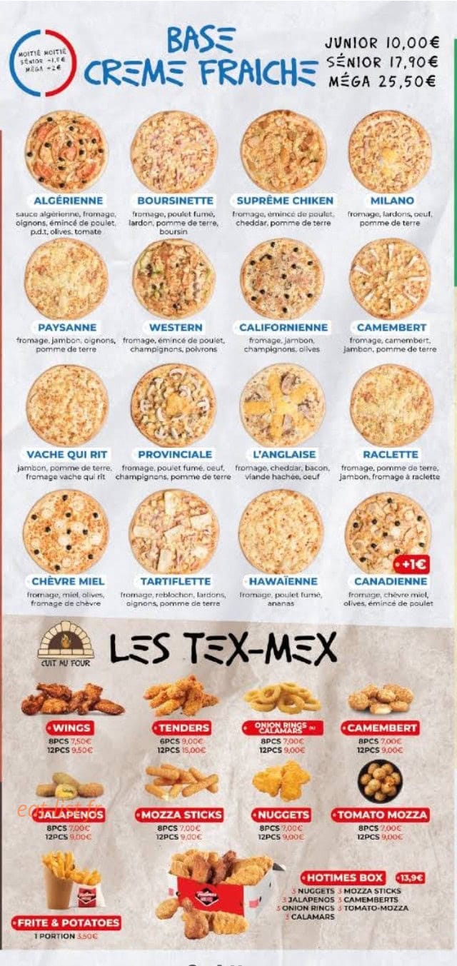 Carte et menu de Pizza Hotimes à Le Plessis Trevise — Menu 4