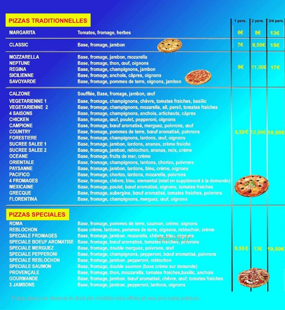 Pizza Jacky — carte page 2