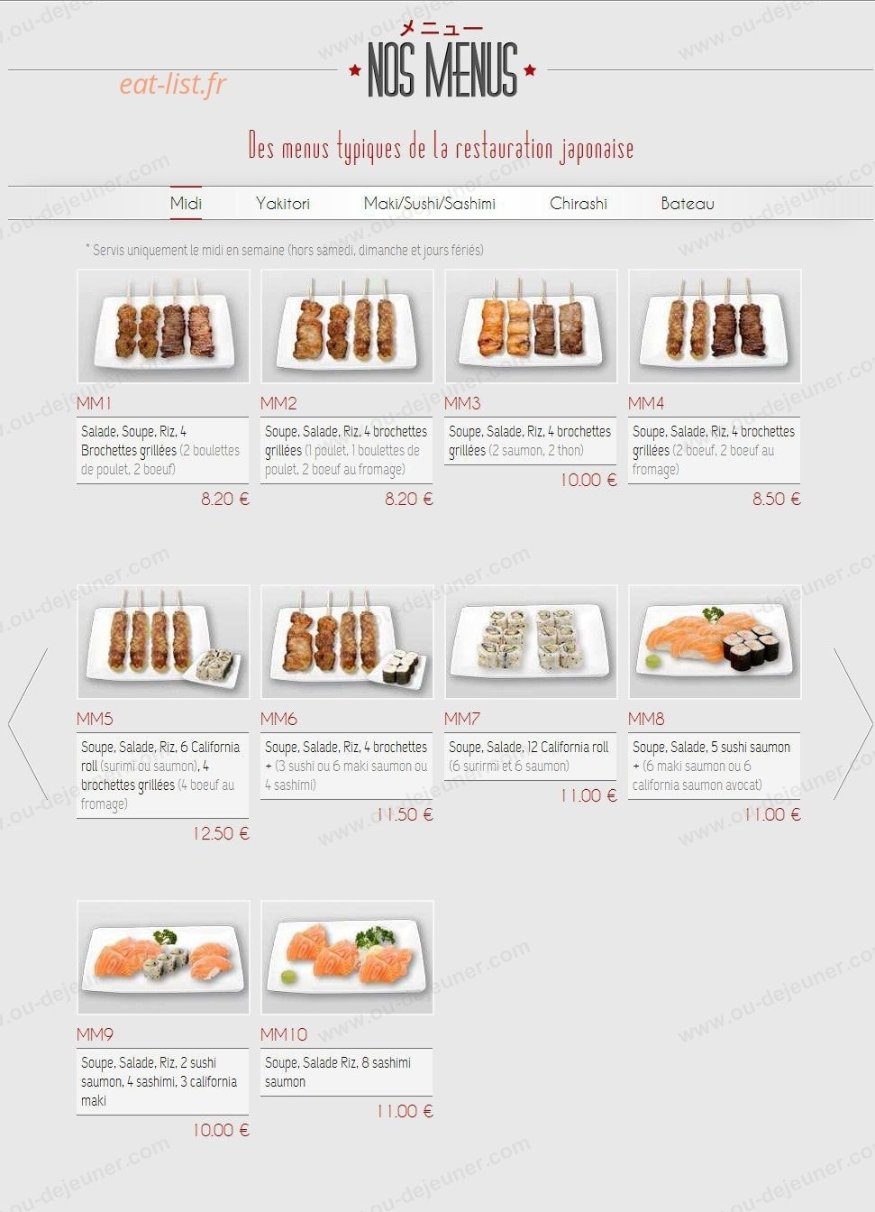 Plessis Sushi — carte page 1