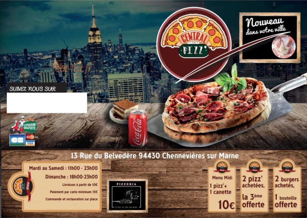 Central Pizz — carte page 1