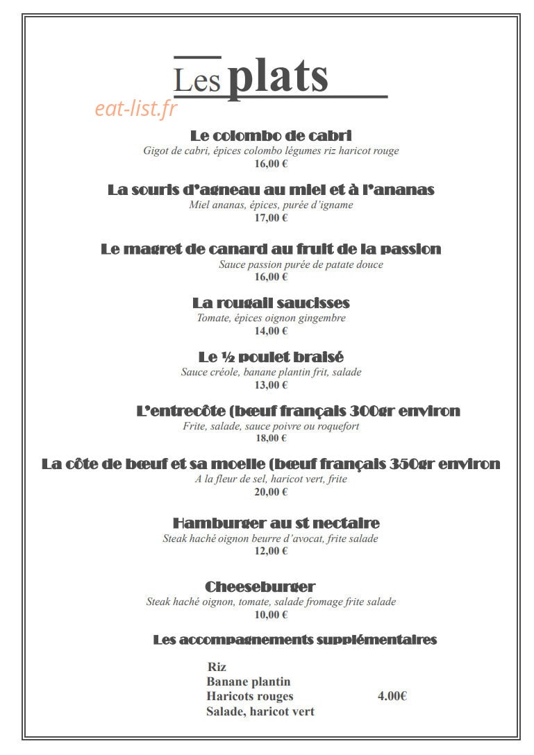 La Veranda — carte page 1