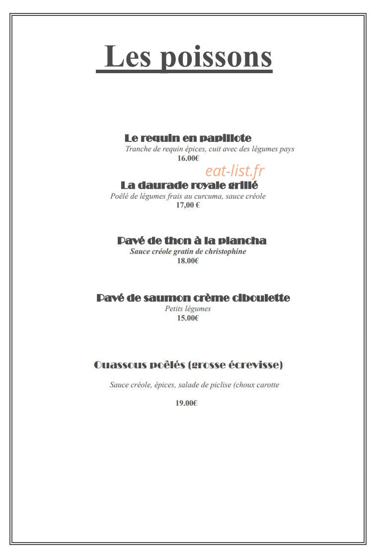 La Veranda — carte page 2