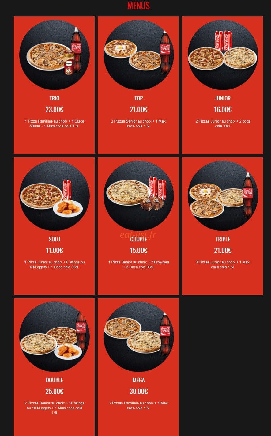 Pizza Food — carte page 1
