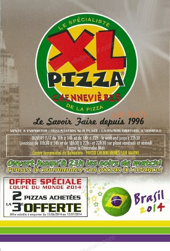 XL pizza à Chennevieres Sur Marne menu et photos