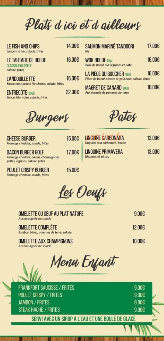 Le restaurant du golf — carte page 3