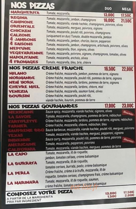 H2A Pizza — carte page 2