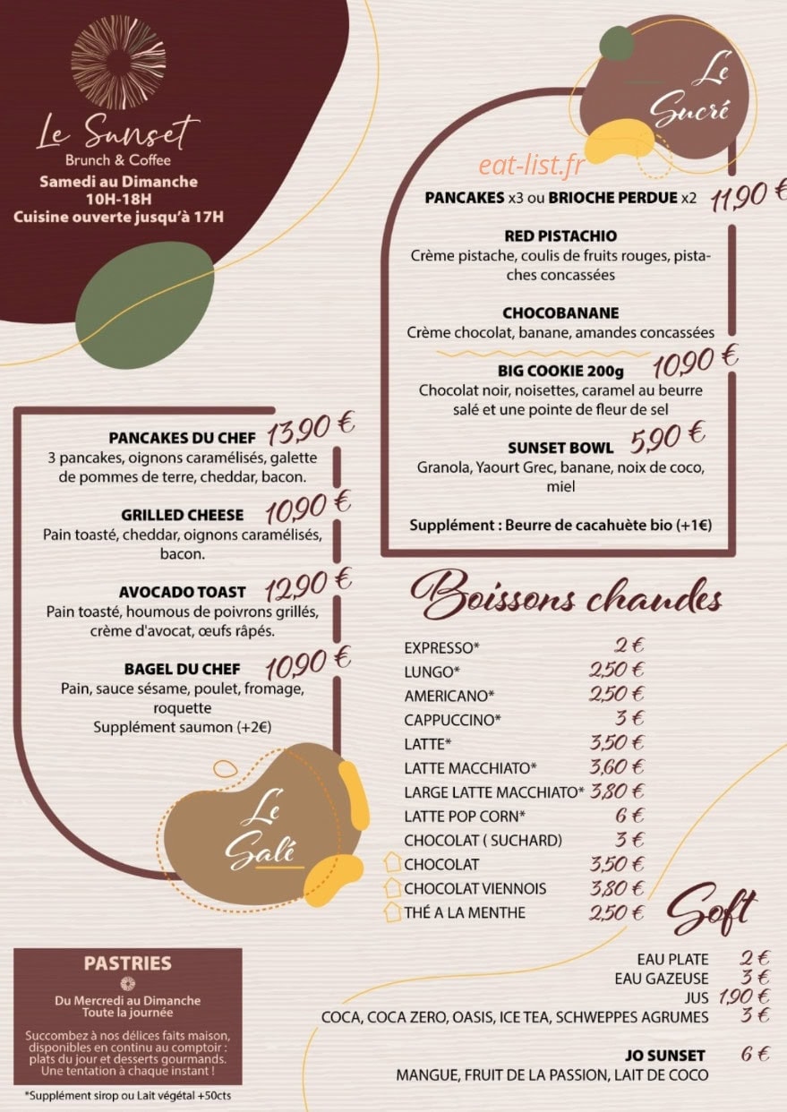 Le Sunset — carte page 1