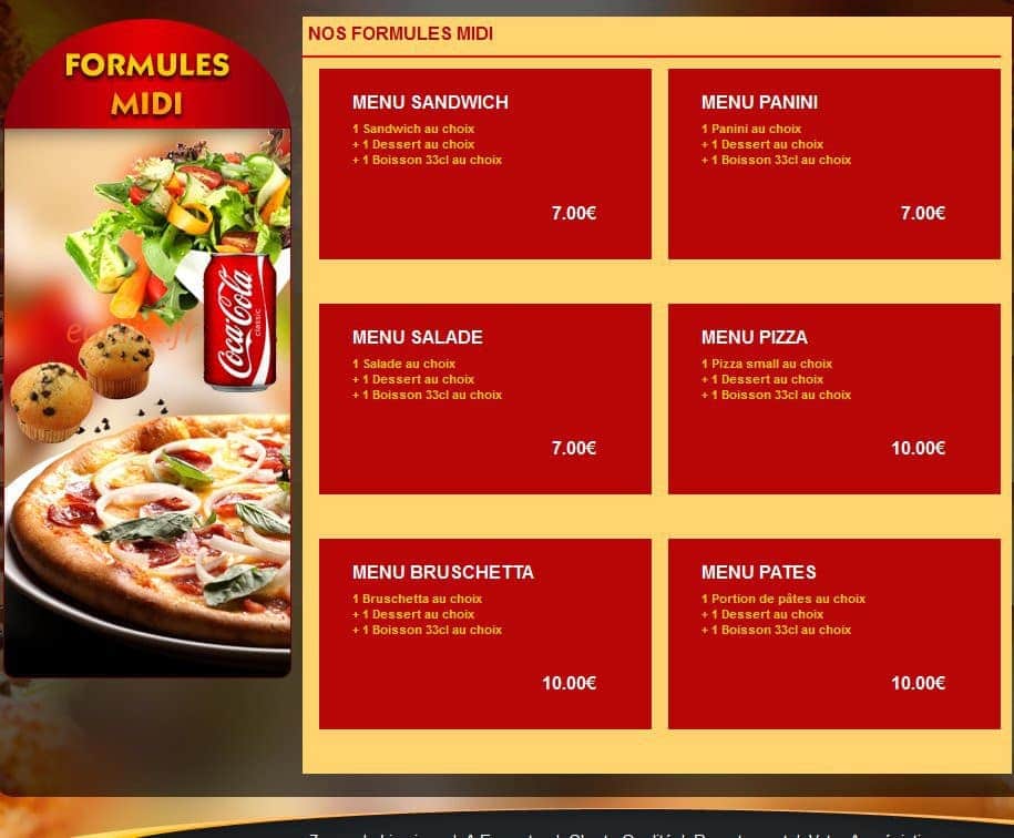 Pizza Liva — carte page 1