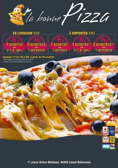 A La Bonne pizza — carte page 1