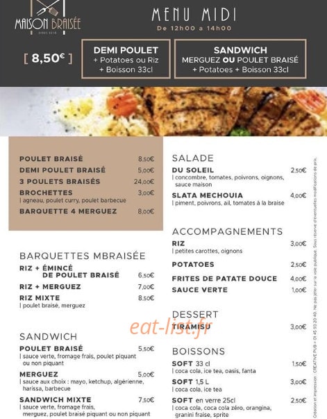 Maison Braisée — carte page 1